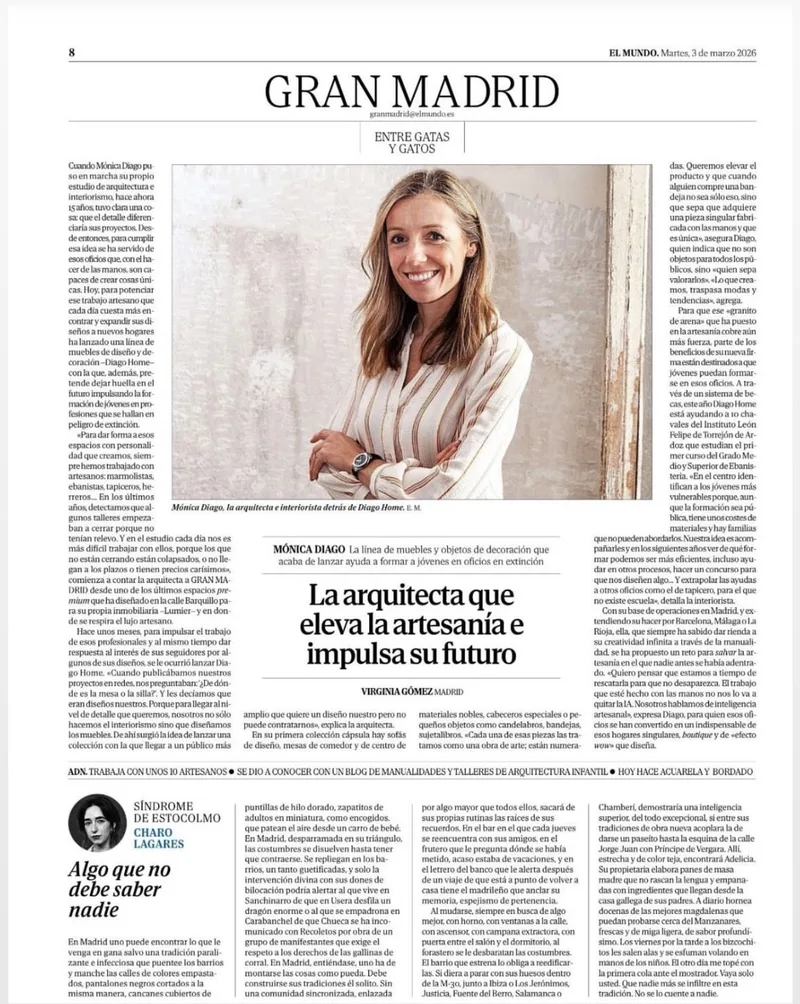 Recorte del artículo de El Mundo sobre Diago Home