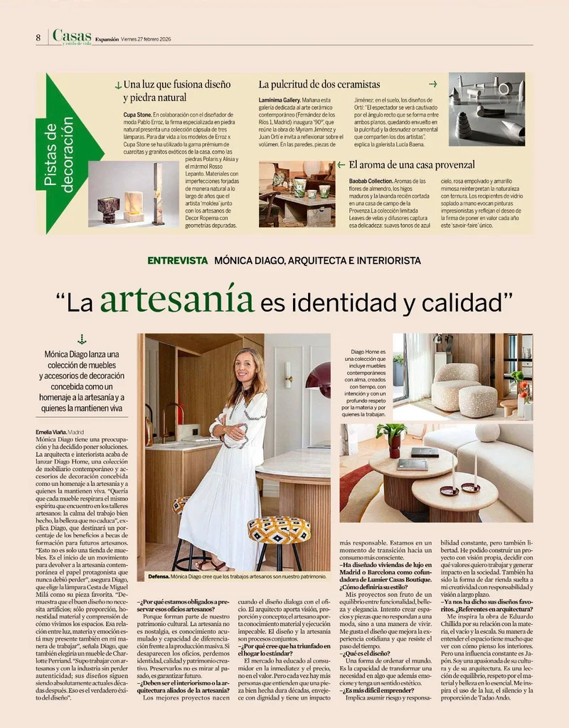 Recorte del artículo de Expansión sobre Diago Home